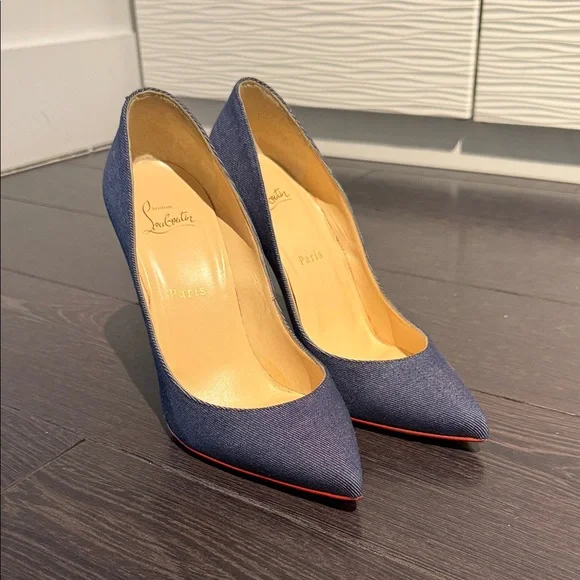 Christian Louboutin Denim Blue Heels Pigale size 39 - Picture 1 of 5